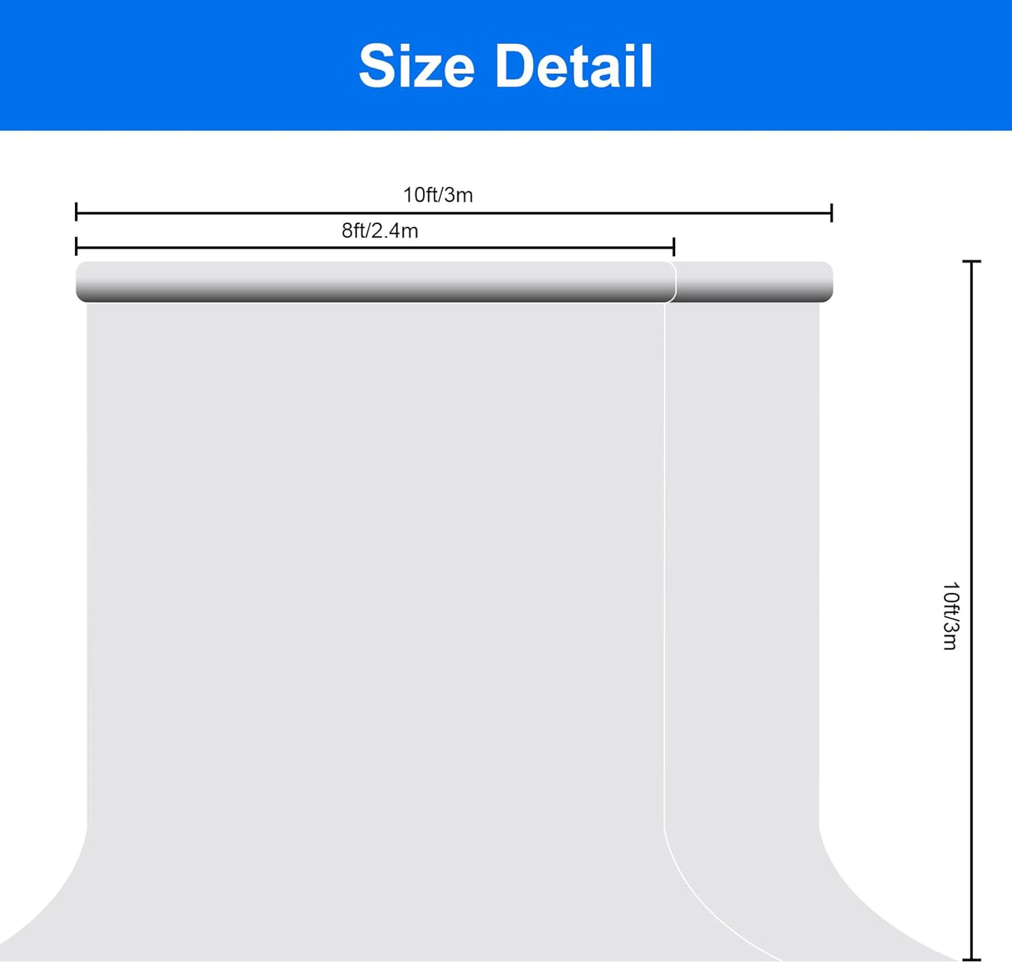 Joccun 10X10FT White Backdrop Background for Photography,Polyester Backdrop Curtain Background Screen for Photography,Photoshoot,Video Recording,Studio(10X10ft,White)