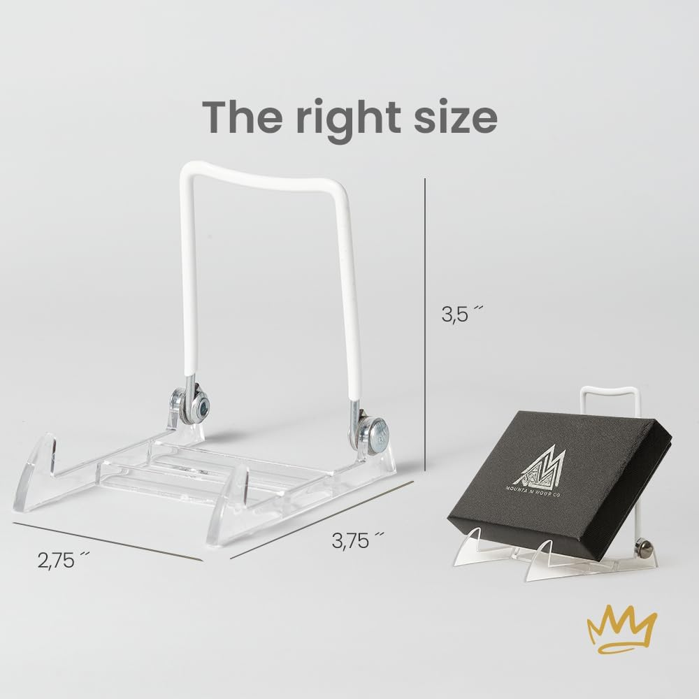 KINGDOM SOLUTIONS Made in USA 2-Pack Sturdy & Durable Adjustable White Acrylic Easels to Display Unnoticeably Plates, Art, Pictures & More - Unique on The Market
