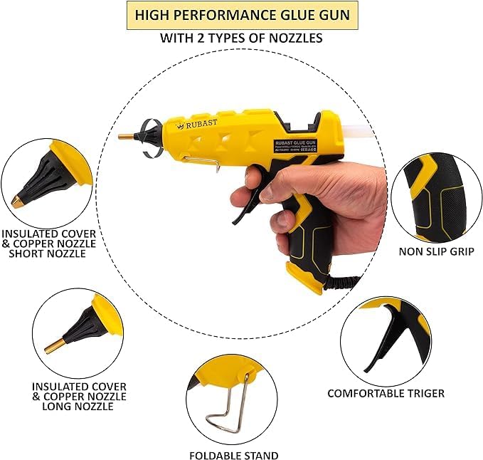 Full Size Heavy Duty Industrial Hot Glue Gun, 60/100w Dual Power & Dual Nozzle, Free 20 Glue Sticks Pack (15×11cm)- High Heating Temp Glue Gun Suitable for DIY Arts,Crafts,Home Repairs-USA Plug