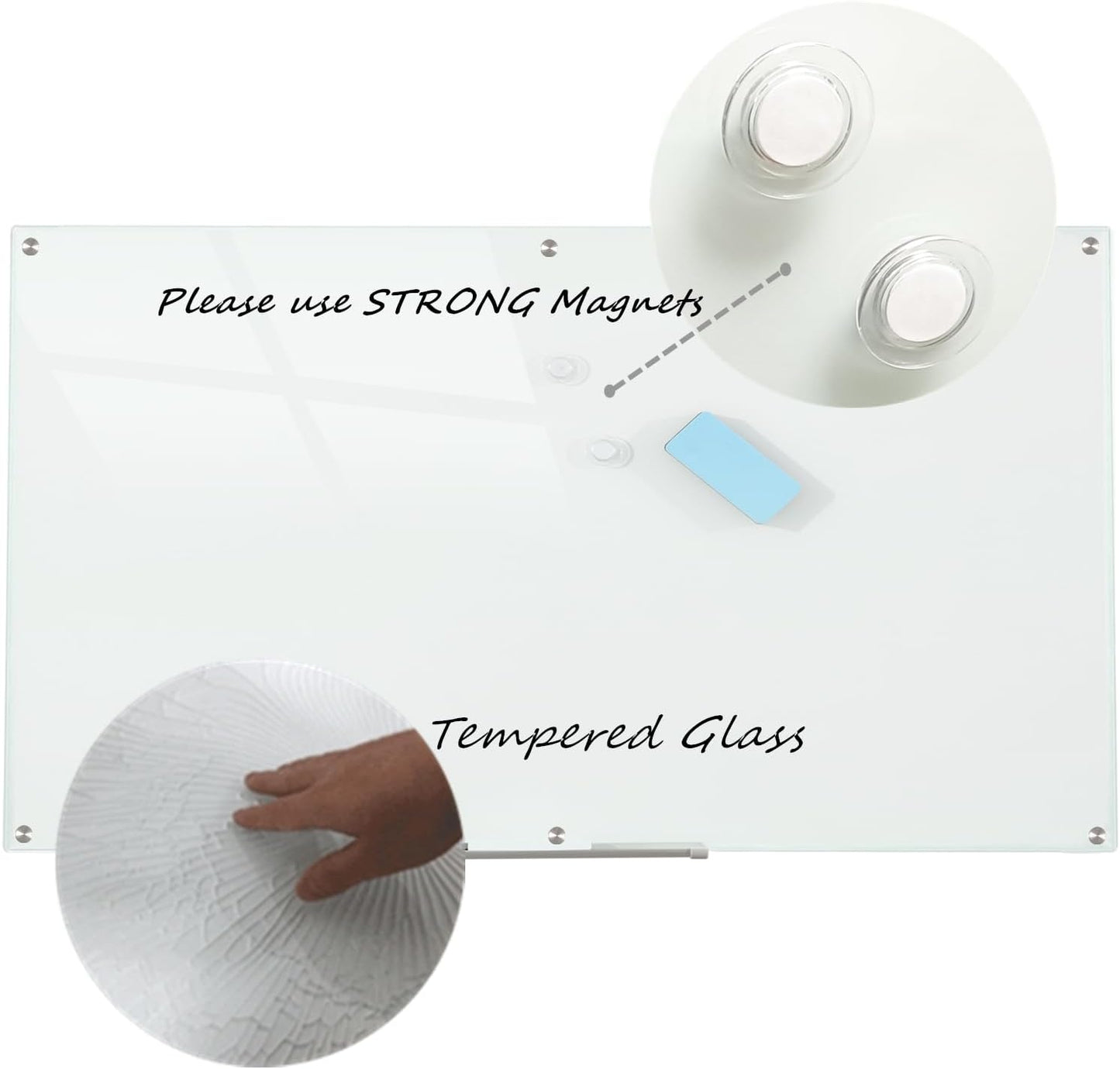 Glass Whiteboard Magnetic Dry Erase Board 6' x 4', Large Frameless Glass White Boards for Wall Office School Home.