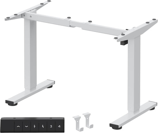 FLEXISPOT Height Adjustable Standing Desk Frame with Memory Controller, Electric Sit Stand Desk Base for Home and Office (White Frame Only)