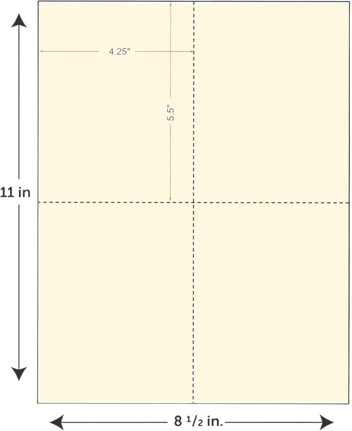 Limited Papers (TM) 8.5x11 Perforated Paper, 20/50 Pound, 75 GSM, Variety of Perforation Sizes and Colors, for Forms, Tickets, Postcards, Business Cards. (Ivory, 4 up – 1 Hor. & 1 Ver.)