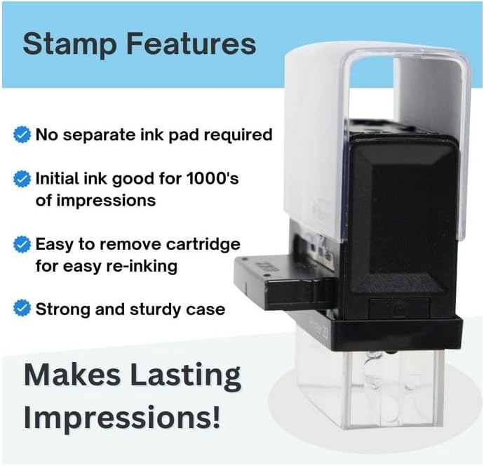 Custom Self-Inking Stamp - Up to 6 Lines - 5 Color Choices