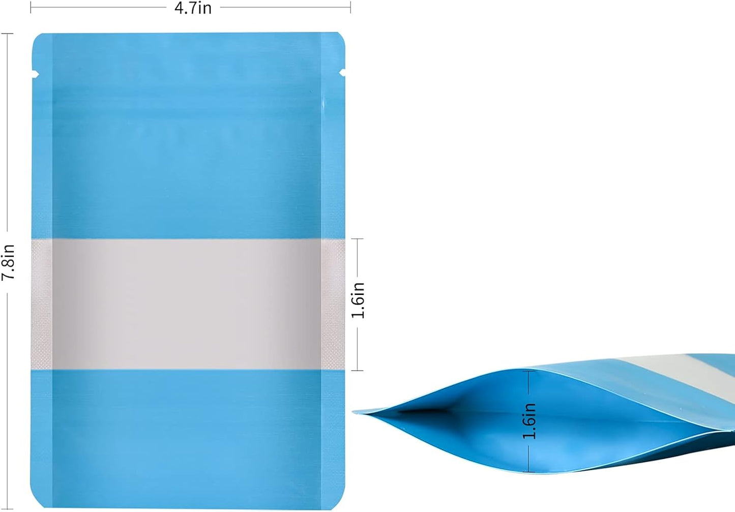 100 Pieces Smell Proof Mylar Resealable Food Storage Bags With Clear Window, Foil Pouch Stand-up for Self Sealing Supplies (Blue, 4.7 x 7.8 Inch)