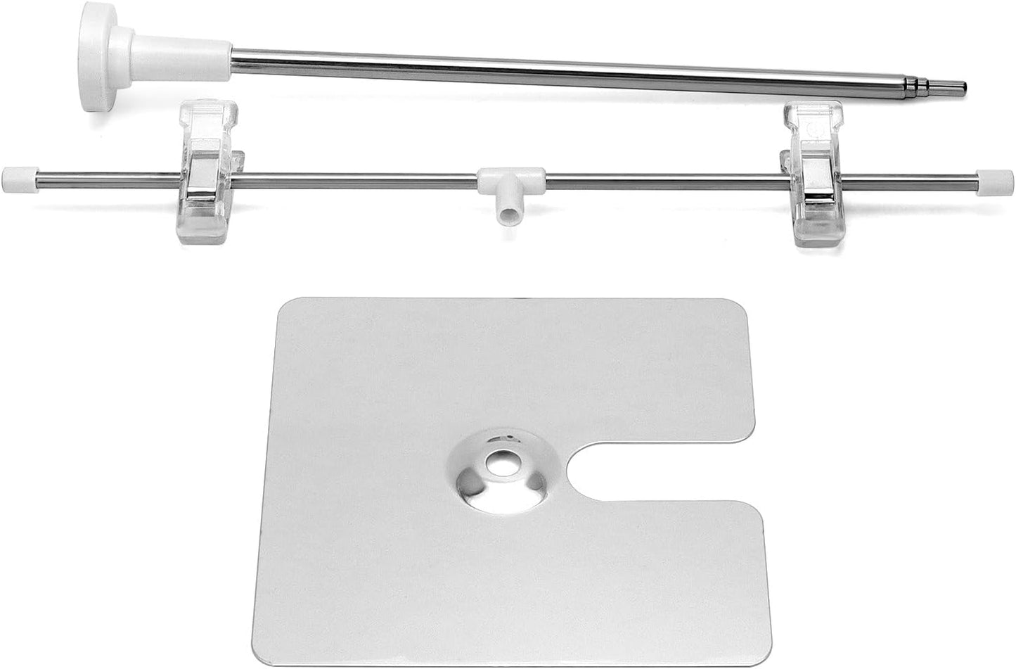 QWORK Adjustable Table Sign Holder, 4 Pack Stainless Steel Desktop Business Poster Holder with Movable Clips, T Shaped Advertising Showing Price Tags Display Stand for Trade Shows, Retail, Offices