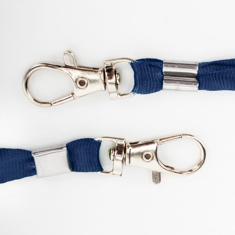 Lanyards 50 Pcs Bulk Lanyard for Id Badges Flat Navy Blue Lanyard with Badge Clip Swivel Hook (50, Navy Blue)