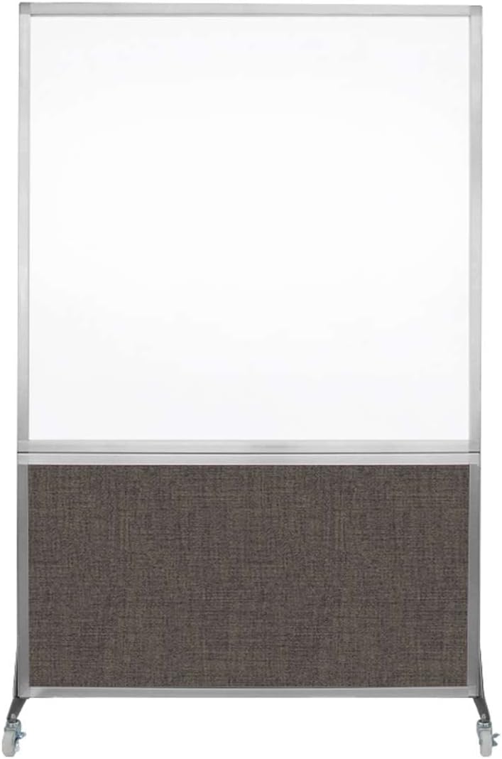 DivideWrite Mobile Whiteboard | Double Sided Dry Erase Board | Portable Office Cubicle Partition | Display for Classrooms, Conference Rooms, Meeting Areas and More | Mocha Fabric 4' Wide x 6' Tall