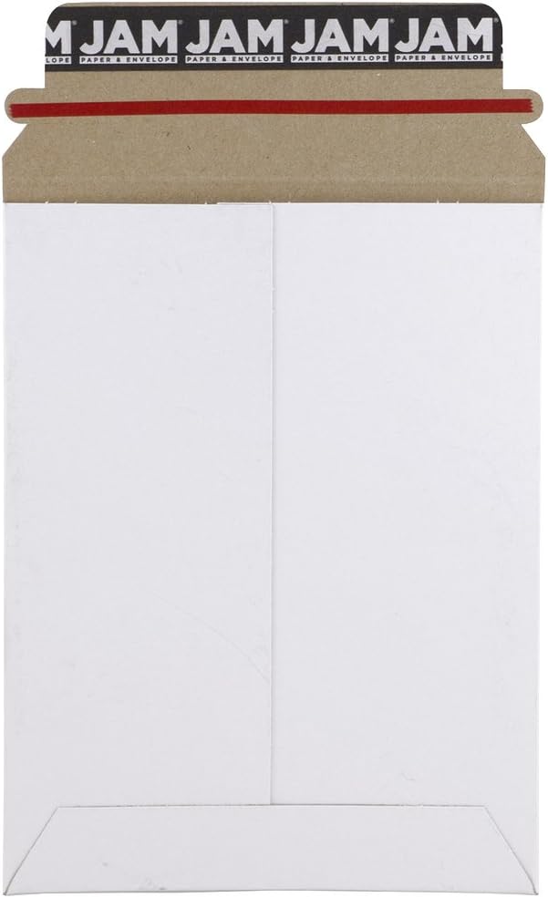 JAM PAPER Stay-Flat Photo Mailer Envelopes with Peel & Seal Closure - 6 x 8 - White - Sold Individually