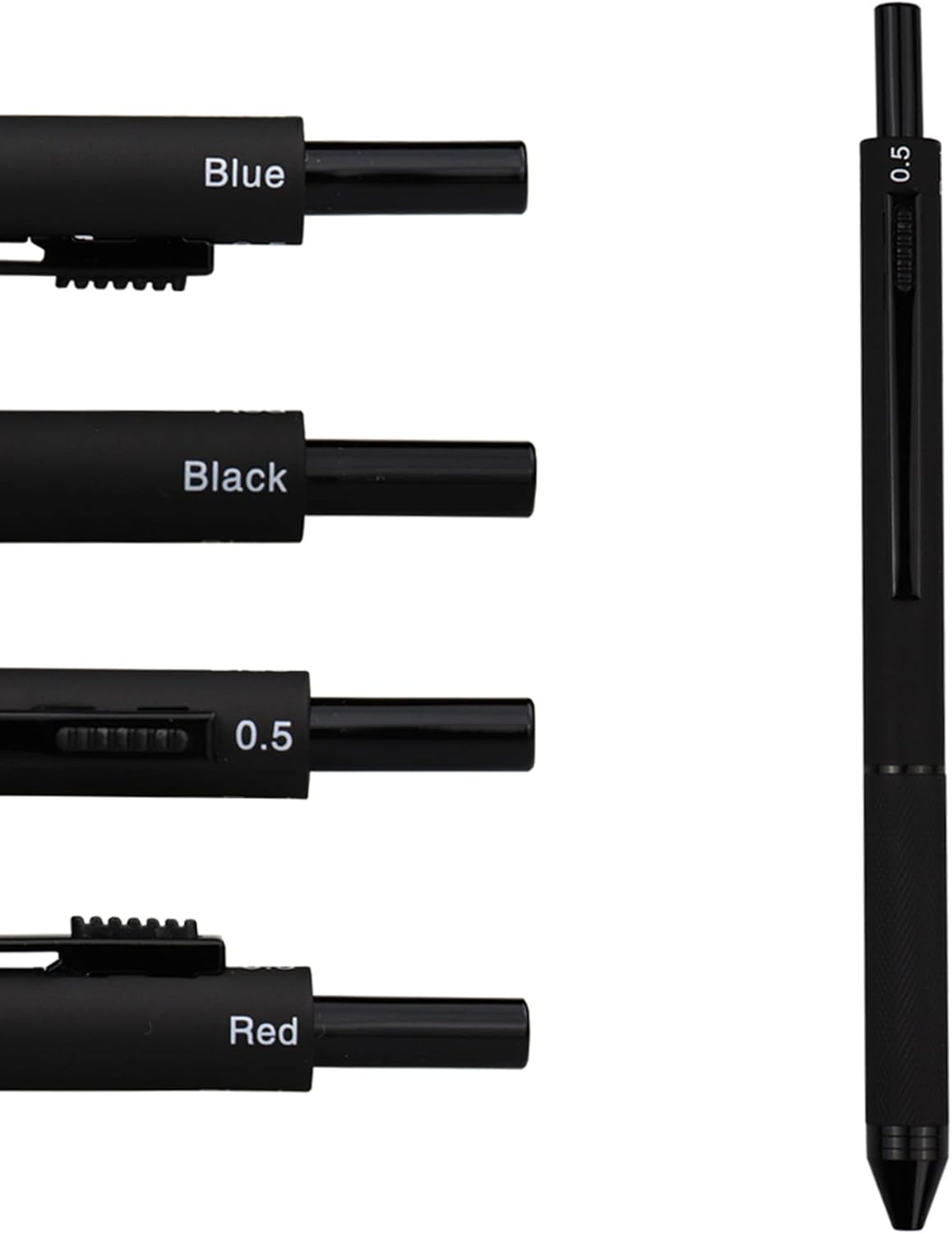 DUNBONG 4 in 1 Multicolor pen, Metal Cased Multifunction Pen, 0.5mm Mechanical Pencil, Red, Blue and Black, 1-Count (Black)