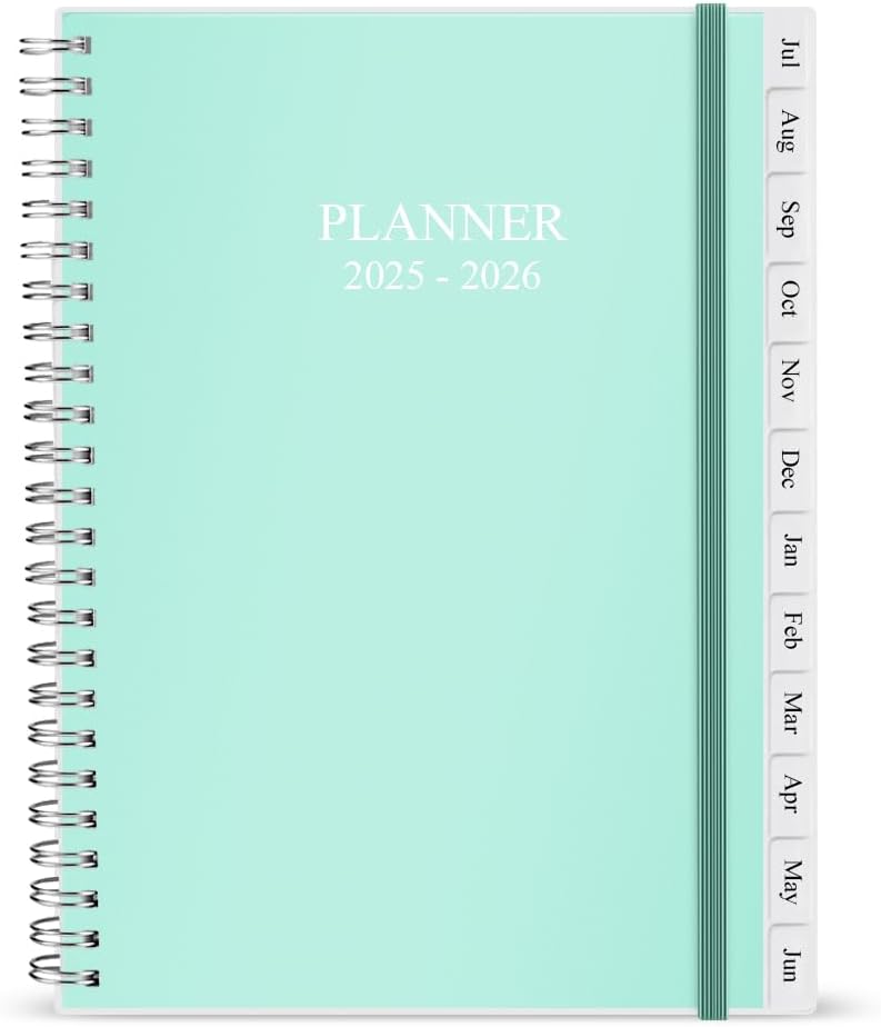 2025-2026 Planner - Monthly Planner Runs July 2025 to June 2026, 6.25" x 8.25", 12 Monthly Tabs, 14 Notes Page, Inner Pocket, Flexible Cover with Twin-Wire Binding, Planners 2025-2026, Teal