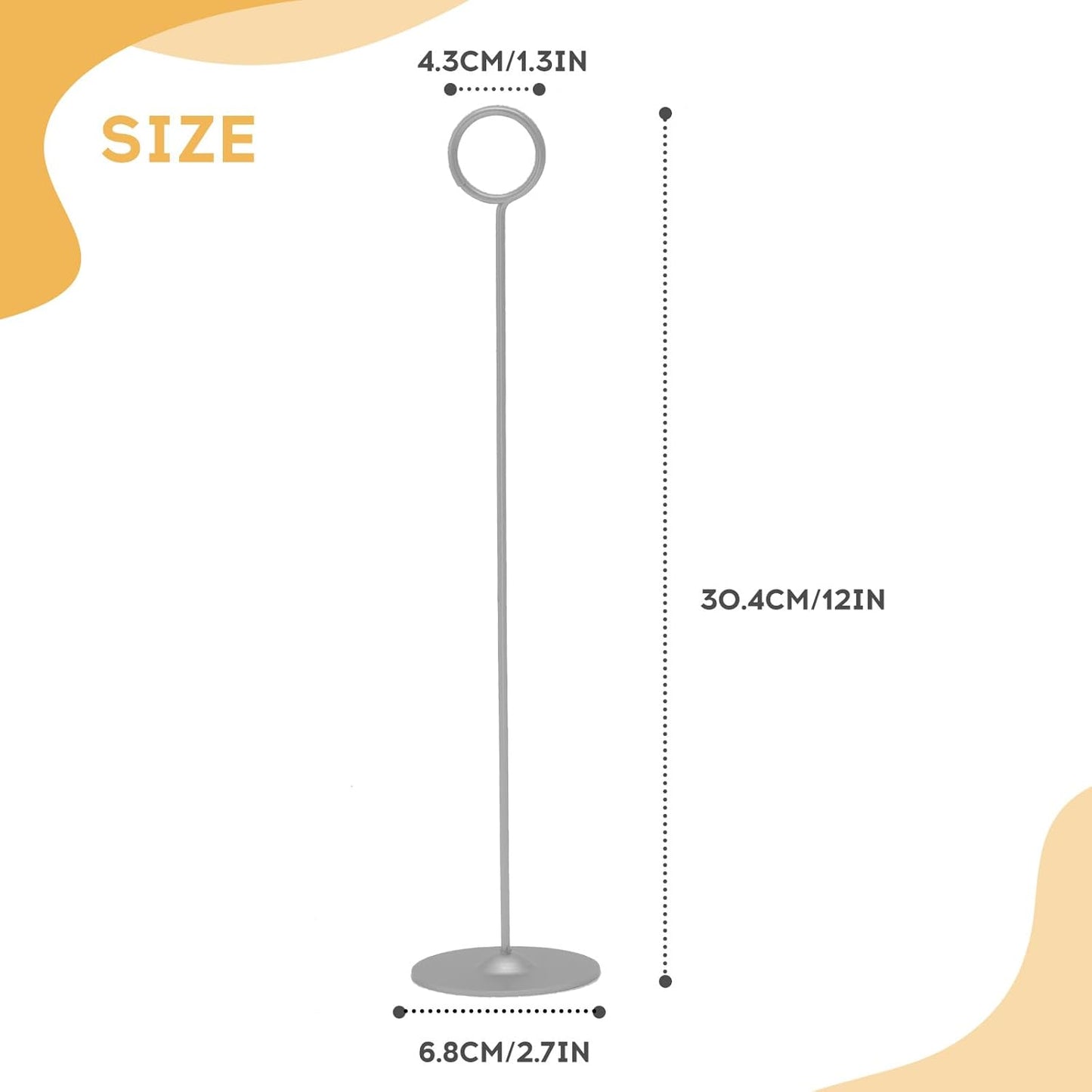 Urban Deco 16PK Table Number Holders Place Card Holders 12 Inch Table Card Holders Steel Card Holders for Photos, Food Signs, Memo Notes, Weddings, Restaurants, Birthdays（Matte Silver）