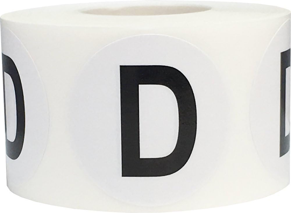 Letter D Inventory Labels 1.5 Inch Round Circle Dots 500 Adhesive Stickers