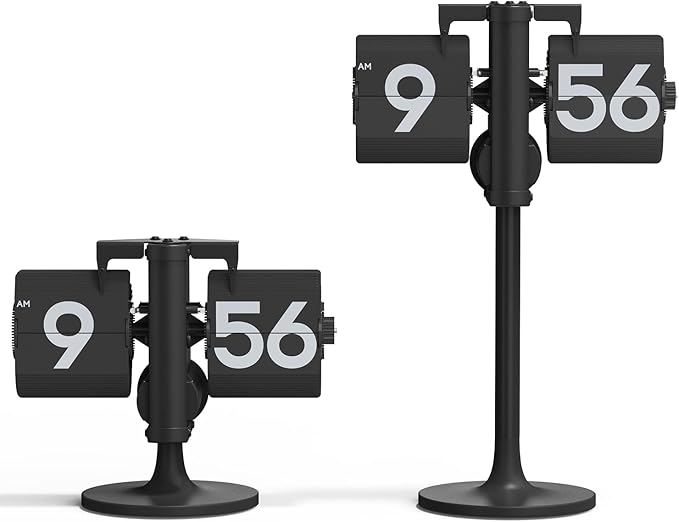 mooas Standing Height Adjustable Flip Desk Clock, Retro Vintage Analog Design by mooas