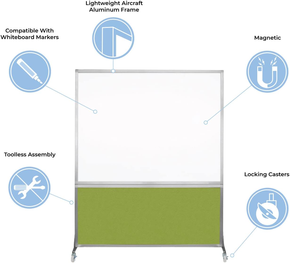 DivideWrite Mobile Whiteboard | Double Sided Dry Erase Board | Portable Office Cubicle Partition | Display for Classrooms, Conference Rooms, Meeting Areas and More | Warm Pebble 6' Wide x 6' Tall