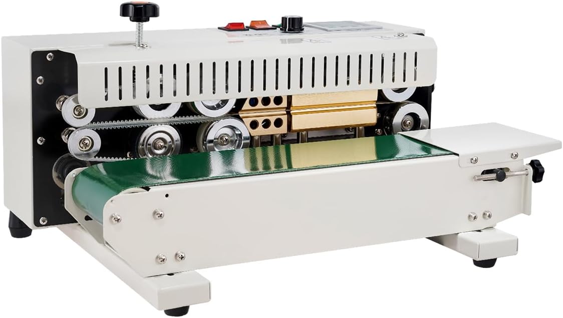 VEVOR Continuous Bag Band Sealing Machine, 0.24-0.47 in/6-12 mm Seal Width, Horizontal Band Sealer Machine with Digital Temperature Control, Carbon Steel Bag Sealer for 0.02-0.8 mm Plastic Bags Films