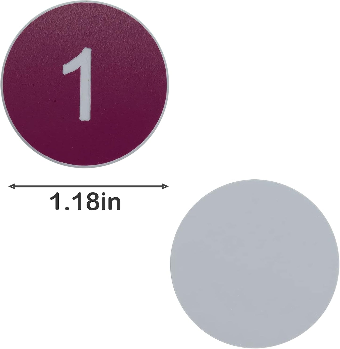 StayMax Plastic Number Tags Engraved Numbered Tags Without Hole (1-50, Purple)