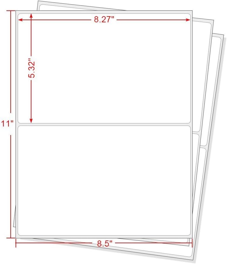 RBHK 8.5 x 5.5 Inches Half Sheet Self Adhesive Shipping Address Labels for Laser and Inkjet Printer, Rounded Corner, 1000 Labels