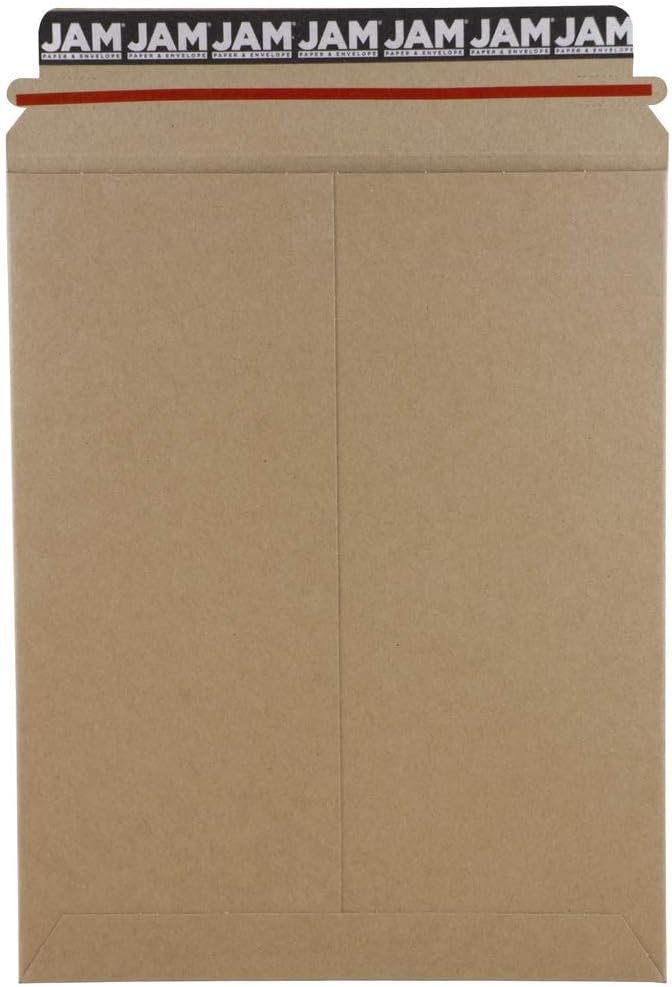 JAM PAPER Stay-Flat Photo Mailer Envelopes with Peel & Seal Closure - 9 x 11 1/2 - Brown Kraft - 6 Rigid Mailers/Pack