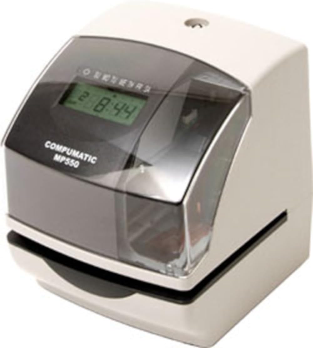 COMPUMATIC MP550 Electronic Time Clock and Date Stamp, Durable Heavy Duty Construction, Customizable Print, for Payroll, Job Tracking, or Form Validation