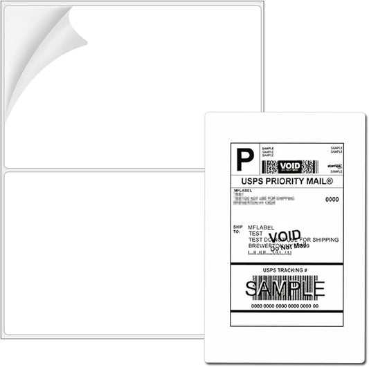 Coopaty Half Sheet Shipping Labels 8.5" x 5.5" Sticker Labels for Laser & Ink Jet Printers, 2 Per Page Self Adhesive Mailing Labels for Packages (100 Sheets, 200 Labels)