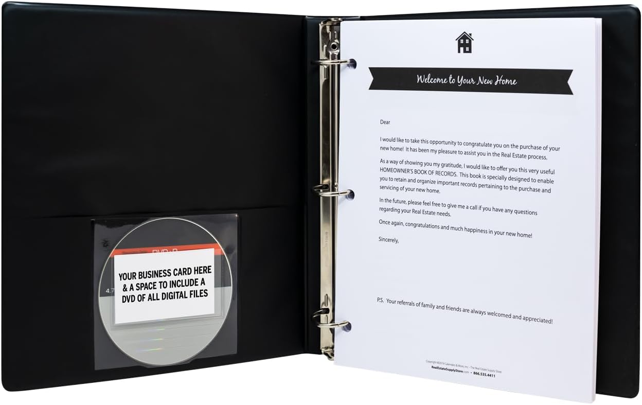 Homeowner's Book of Records Binder, Organize Household Receipts and Home Repair Record Keeping (Black)