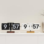 mooas Classic Modern Wood Big Flip Desk Clock, Retro Vintage Analog Design Auto - Image 6