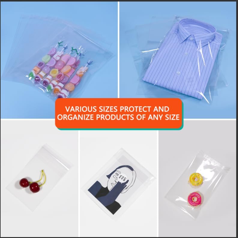 iMailer - 1000 Pack - 5" x 7" Cellophane Bags Self Adhesive- Resealable Clear Poly Cello Bags for A2 A4 A6 Cards & Envelopes, Bakery, Cookies, Treats