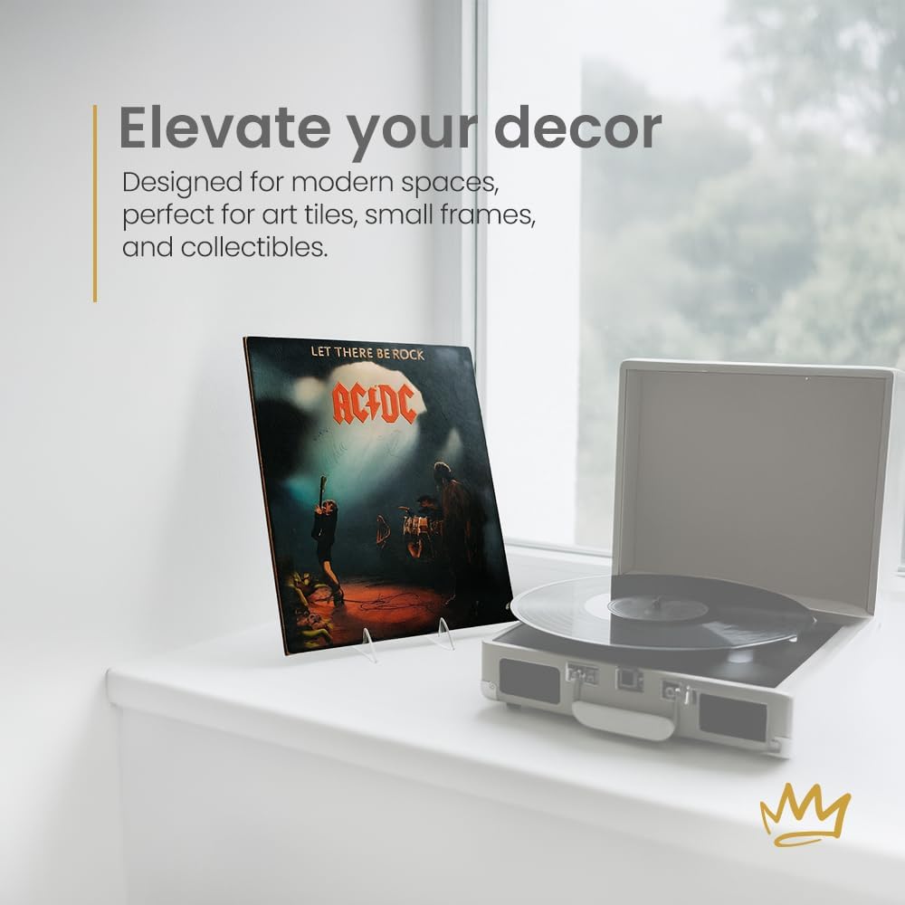 KINGDOM SOLUTIONS MADE IN USA 12-pack Sturdy & Durable Adjustable Acrylic Easels to Display Unnoticeably Plates, Art, Pictures & More - Unique on the Market