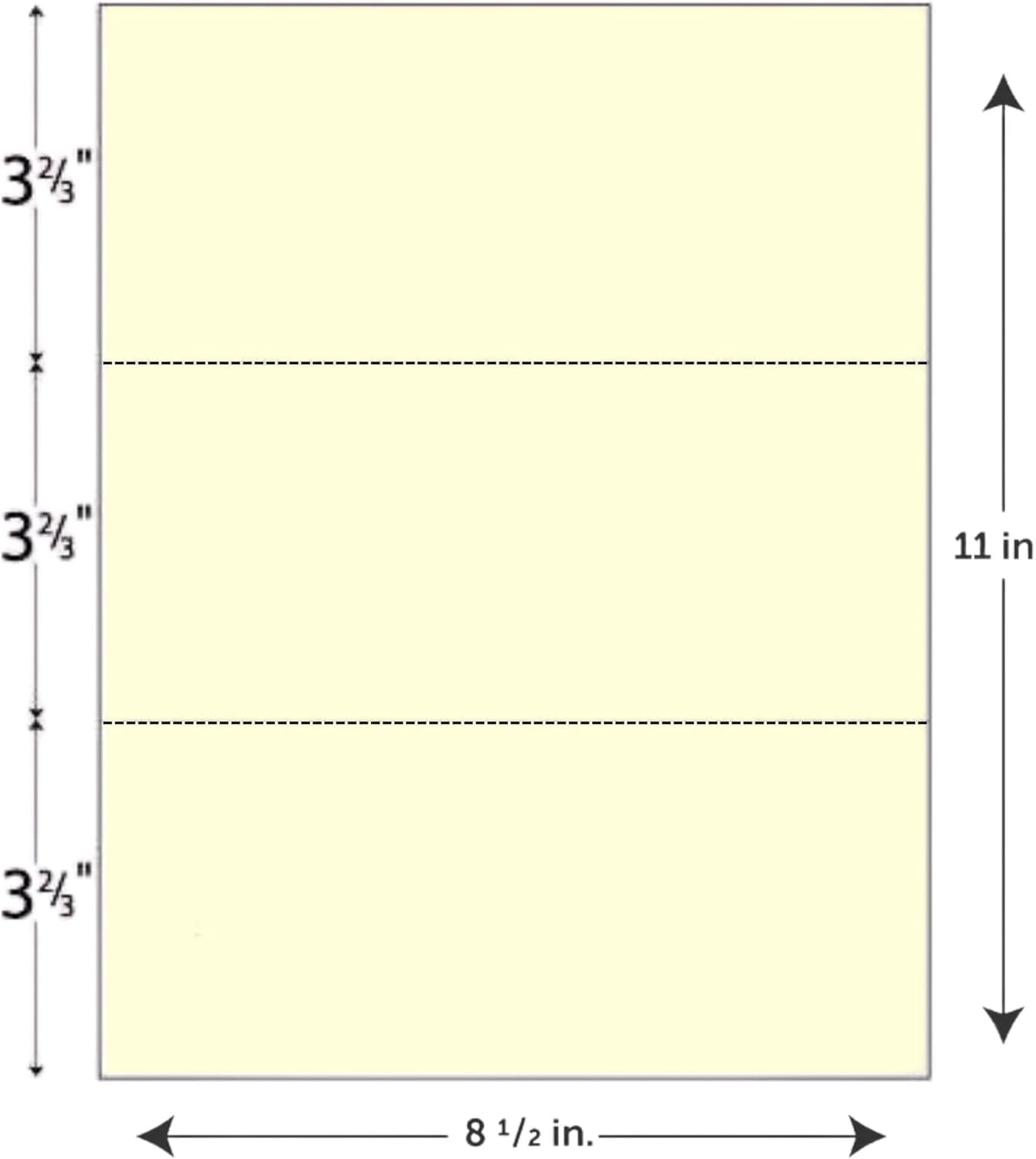 Limited Papers (TM) 8.5x11 Perforated Paper, 20/50 Pound, 75 GSM, Variety of Perforation Sizes and Colors, for Forms, Tickets, Postcards. (Blue, 3 up - horizontal 3 2/3" and 7 1/3" from bottom)