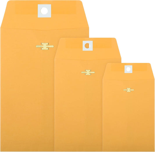Zonon 100 Pieces 3 Sizes Clasp Envelopes Kraft Paper Catalog Clasp Envelope with Clasp Closure for Filing, Storing, Privacy Ensuring or Mailing Documents (10 x 13 Inch, 9 x 12 Inch, 6 x 9 Inch)
