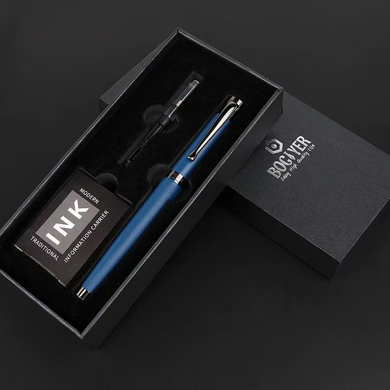 Luxury Fountain Pen Set,Ink Pen for Smooth Writing,Medium Nib,Includes 10 Ink Cartridges&Ink Converter,Best Pen Gift Case for Men & Women,fancy,calligraphy,Executive,Office pen-Blue
