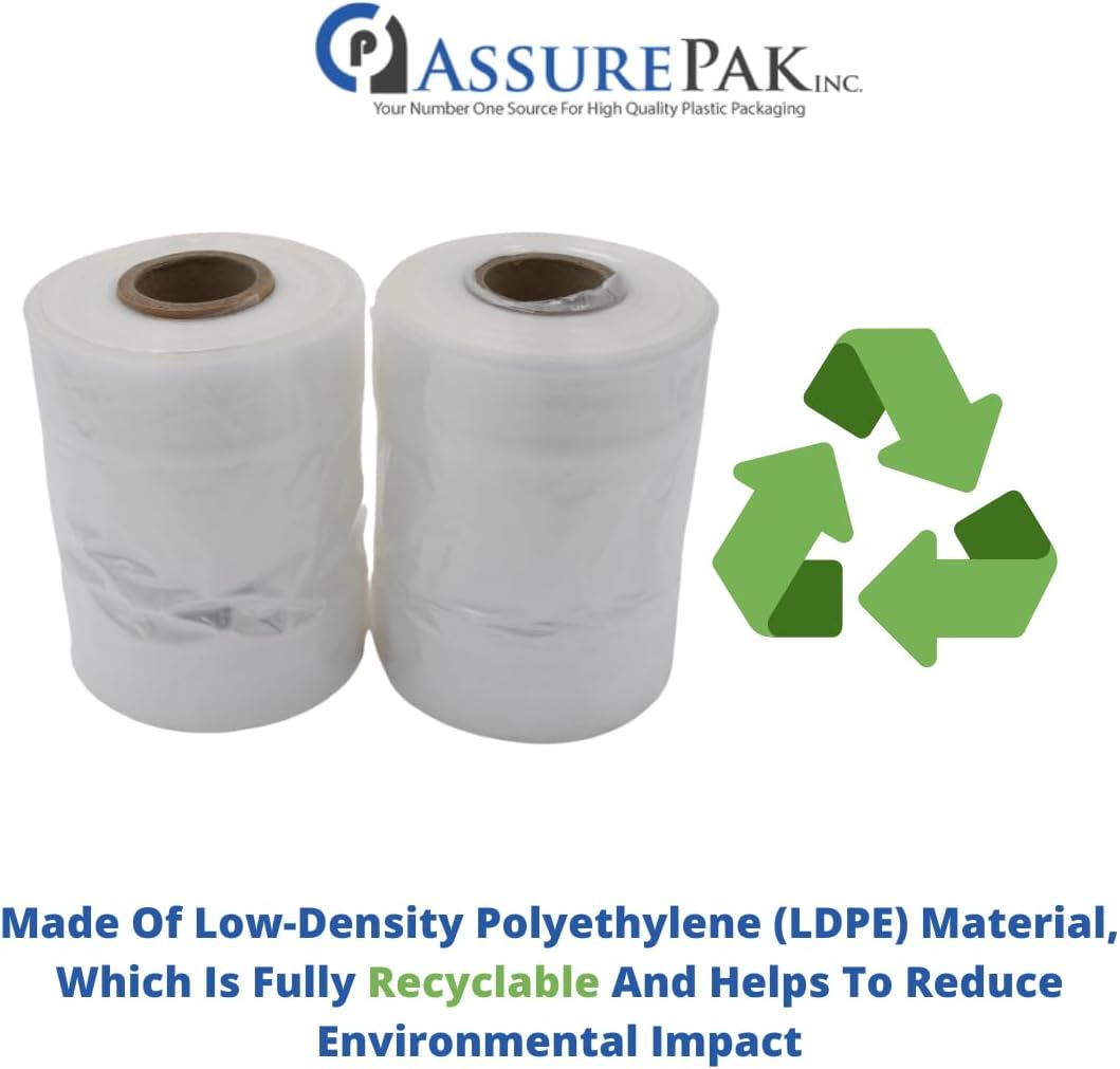 LDPE Clear Poly Bags on a Roll - 1000 Bags - 8"x4"x18" - 1.0 Mil Thickness - Ideal for Food Storage: Meat, Beans, Cookies, Bakery, Grocery Needs, and Small Business Packaging - Natural Color