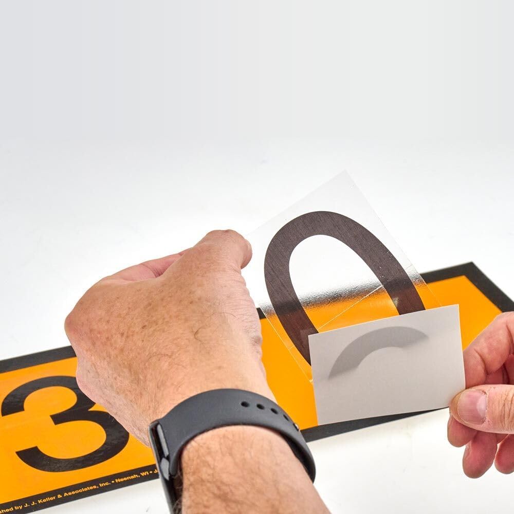 Placard Vinyl Numbering Kit - 3.5" H Permanent Adhesive Clear-Back Vinyl with Black Numbers - 50 Decals of 0-9, 500 Total Per Kit, DOT Compliant, J. J. Keller & Associates, Inc.