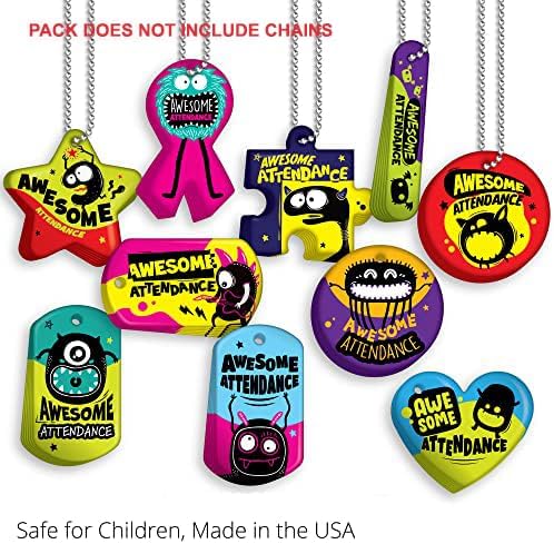 Brag Tags Fun Critters & Monsters Increase Attendance Incentives Value Pack: 250 Multicolor, Waterproof Teslin Brag Tags (25 Per Design)
