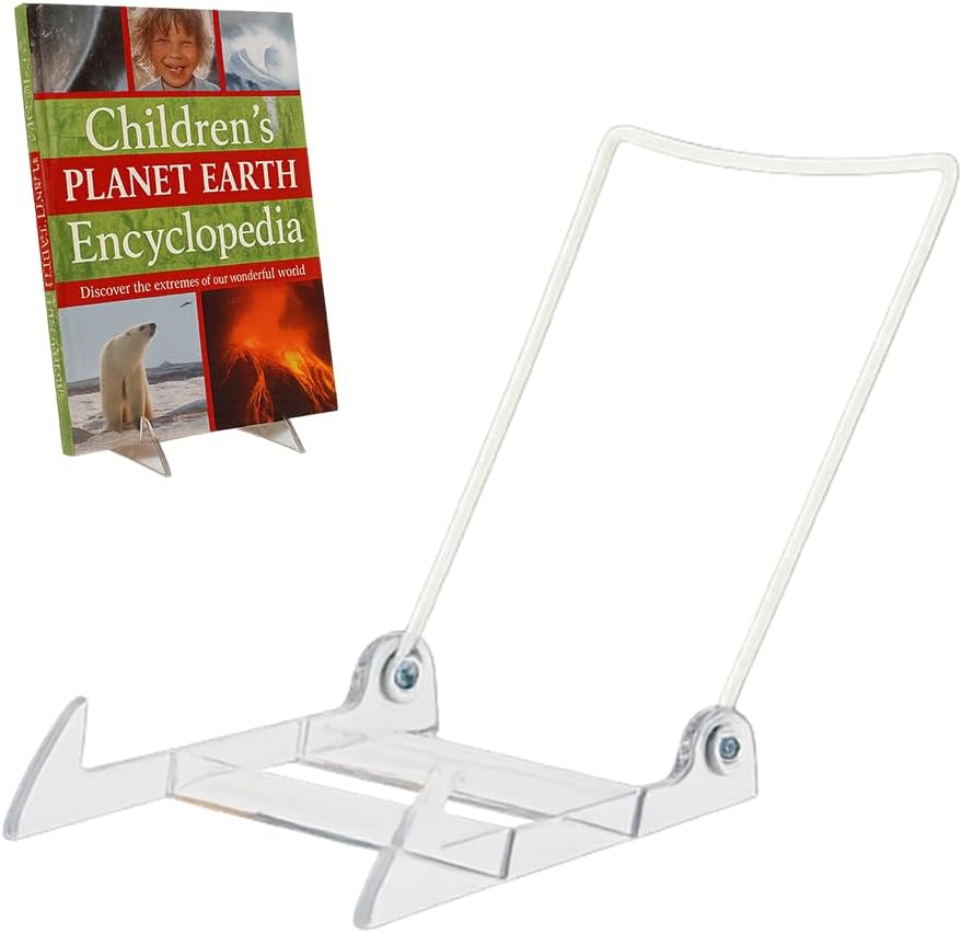 KINGDOM SOLUTIONS Made in USA 2-Pack Sturdy & Durable Adjustable White Acrylic Easels to Display Unnoticeably Plates, Art, Pictures & More - Unique on The Market