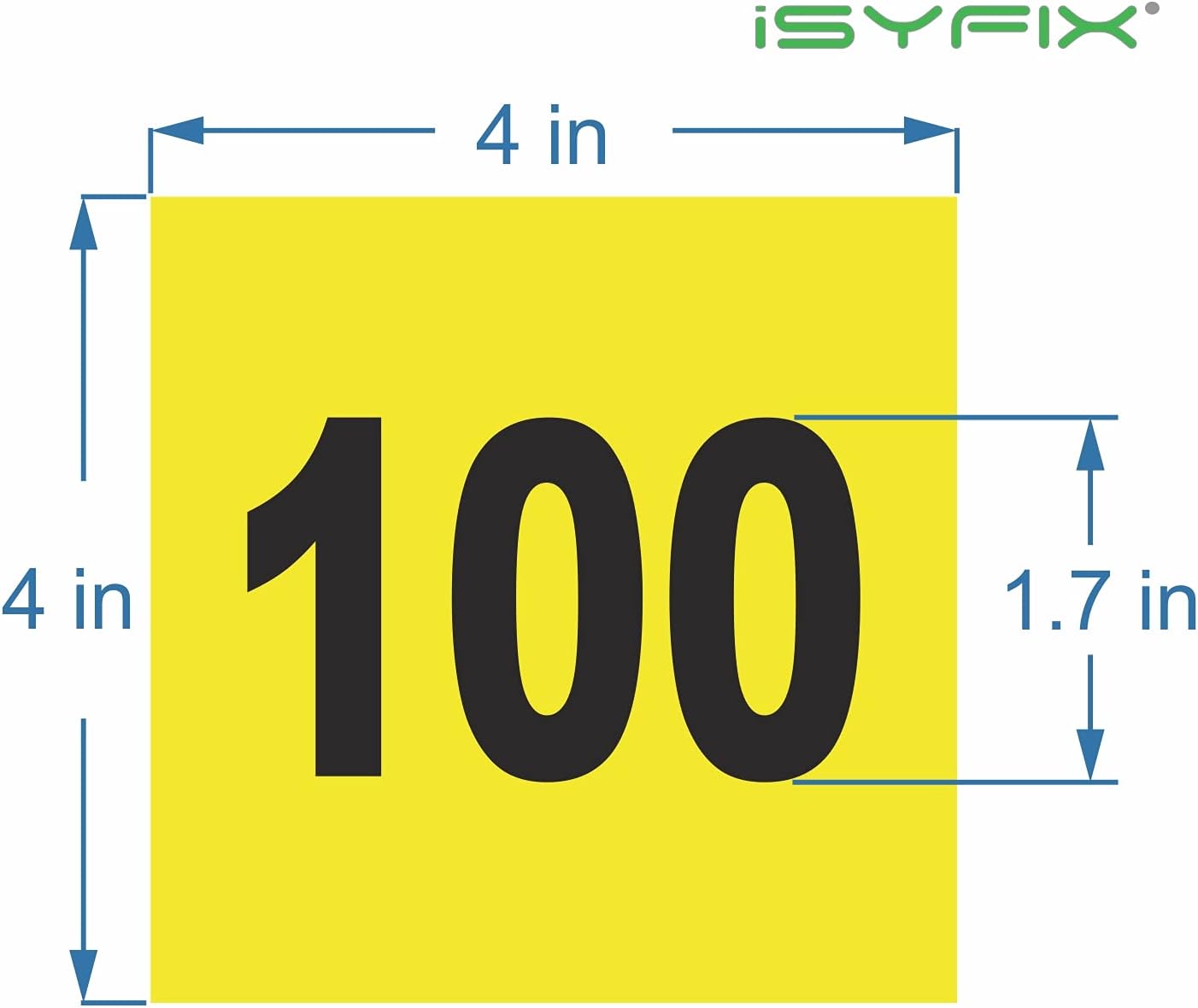 iSYFIX Yellow Consecutive Number Stickers – 1 to 100, 4-inch, 1 Set – Vinyl Self Adhesive Premium Decal, Ideal for Inventory, Storage, Organizing, Boxes, Toolbox, Lockers & More, Indoor/Outdoor