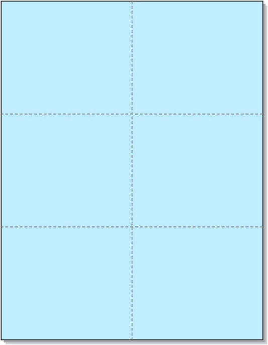 NextDayLabels - Laser Printer Blank Perforated Cards 6 up per Page, for School Registration Cards, Flower Delivery Cards, Wedding Response Cards, RSVP Cards, Trip Tickets, ETC, (300 Blue Cards)