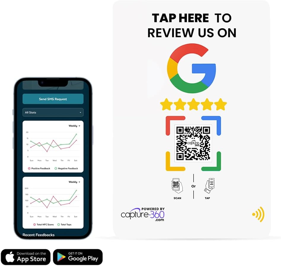 NFC Business Google Review Tap Card, Contactless, Enhances SEO, Saves Time, User-Friendly, Reusable, Boosts Online Presence & Encourages Business Feedback (White, 5-Pack Google Cards)