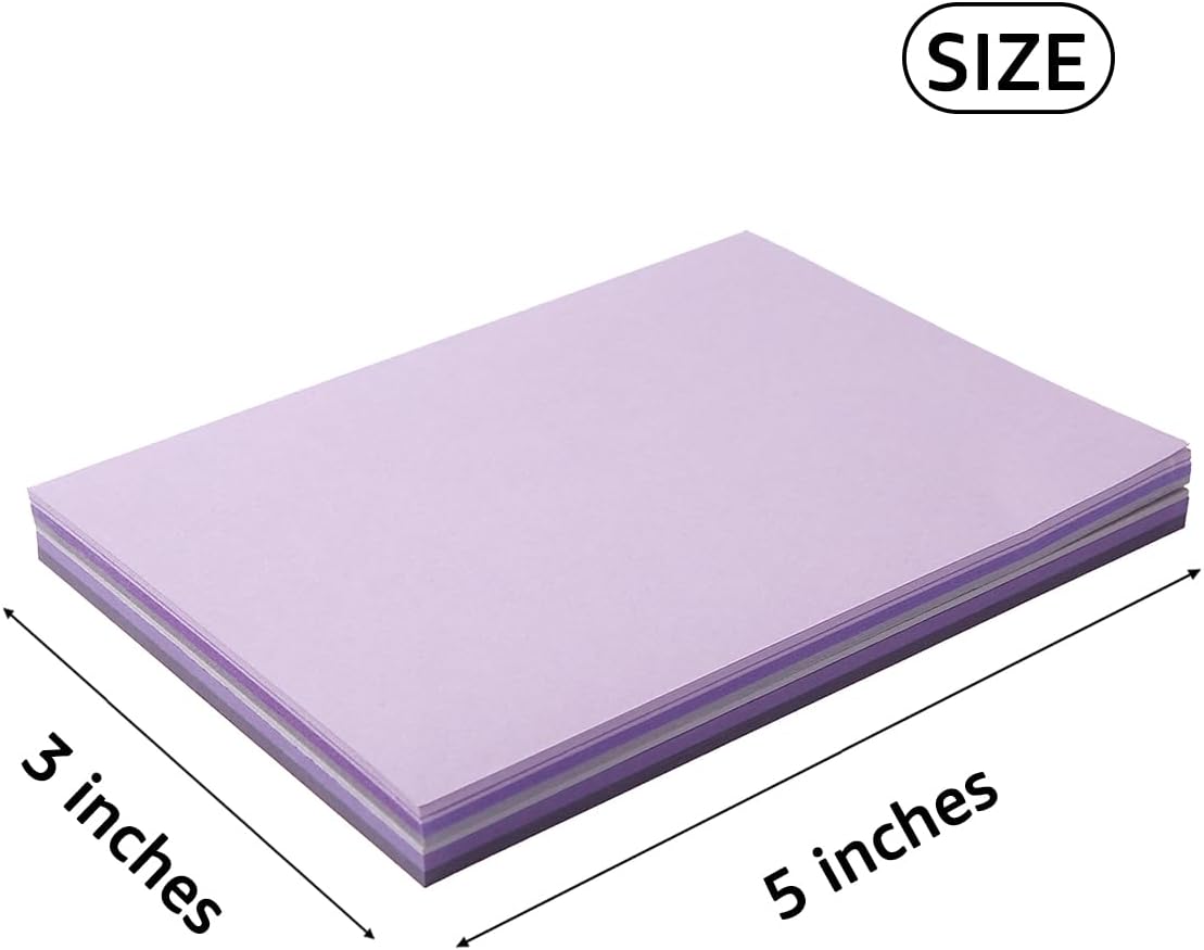 50 Sheets Small Colored Cardstock Paper 5 Colors Blank Flash Cards, 250 GSM Heavy Card Stock for DIY Art Projects, Cards (Purple, 3x5)