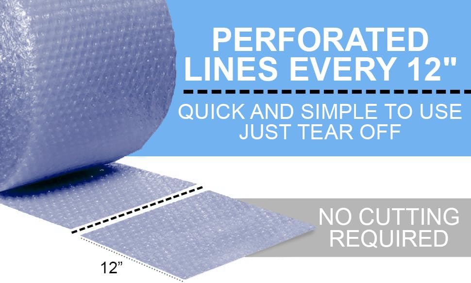 Large roll of 90 Feet of Recycled Medium Bubble wrap for packing, moving and shipping for your business essentials. Eco friendly and made from 90% post-consumer materials by American Bubble Boy