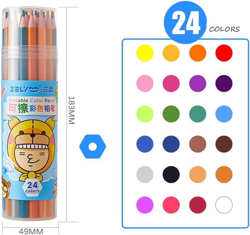 Erasable Colored Pencils, Bulk Colored Pencil Set, Pencils for Adult Coloring Books, Holiday Gift for Teens, 6+ (24pcs set)