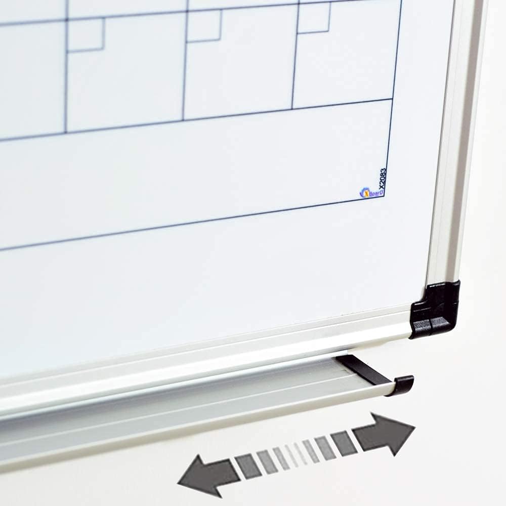 XBoard Magnetic Calendar Whiteboard 48" x 36", 12 Months Calendar Dry Erase Board, Silver Aluminium Framed White Board Planner for Home School Office Organization