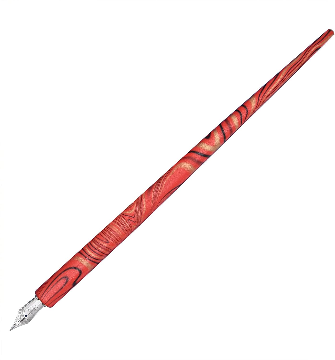 Gullor Wooden Dip Pen Calligraphy Set with Black Ink & 6 Nibs for Beginners, Kids, Writing, Signatures and Drawing, Red