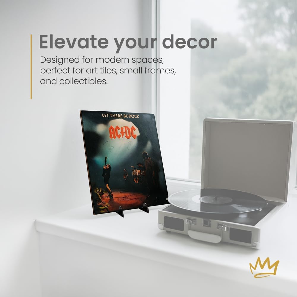 KINGDOM SOLUTIONS MADE IN USA 2-pack Sturdy & Durable Adjustable Black Acrylic Easels to Display Unnoticeably Plates, Art, Pictures & More - Unique on the Market