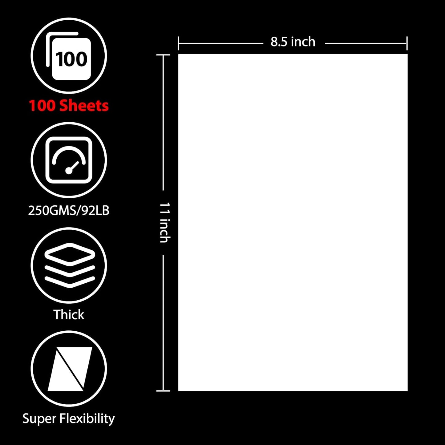 OcePor 100 Sheets White Cardstock 8.5 x 11, 92lb/250gsm Card Stock Paper, Thick Printer Cardboard Paper, Heavy Cardstock for Invitation, Resume, Certificate, Business Cards, Office