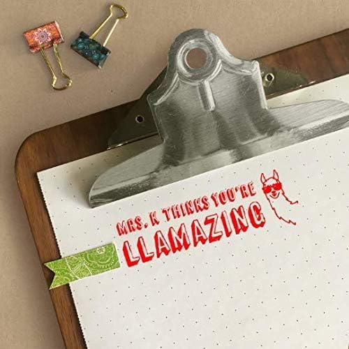 Custom Self-Inking Teacher Stamps | 49 Designs | Fun Teacher Phrases | Grading Made Easy | Classroom, Teacher and Library Book Stamps (Llamazing, Xtra Large)