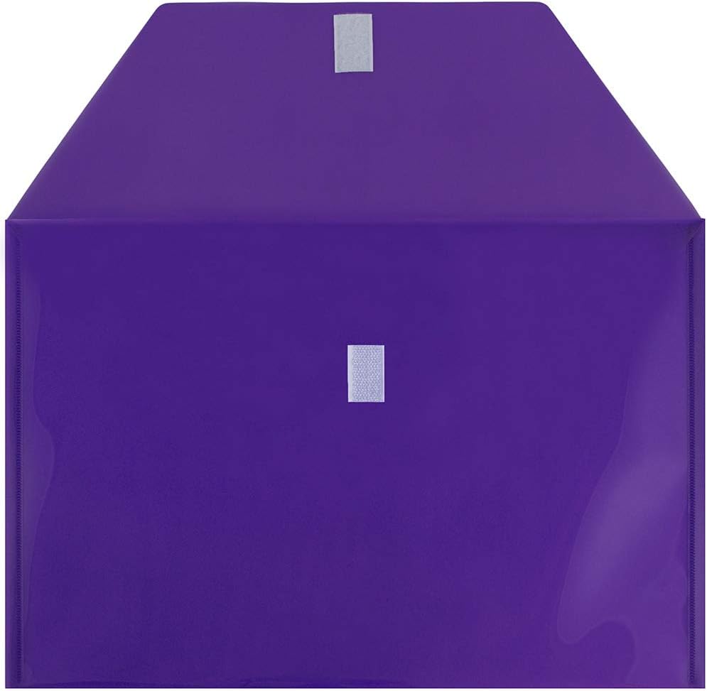 JAM PAPER Plastic Envelopes with Hook & Loop Closure - Legal Booklet - 9 3/4 x 14 1/2 - Purple - 12/Pack