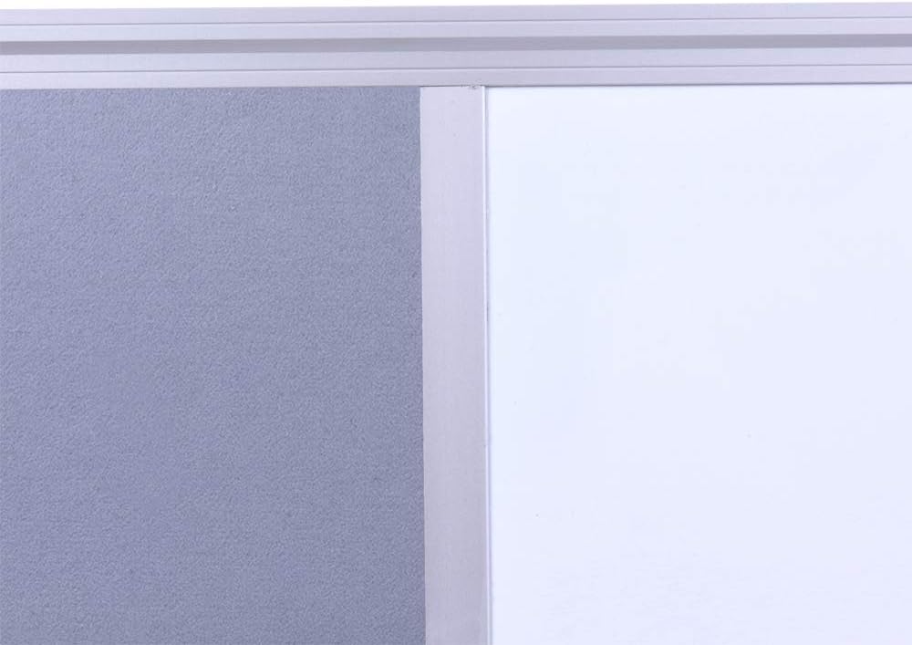 48"x36" Large Magnetic Combo Board - Dry Erase Whiteboard & Grey Bulletin Board Combination | Framed Corkboard & Magnetic Whiteboard for Office, Classroom, Home | Durable Aluminum Frame