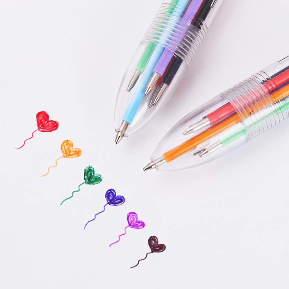 Hutou 24 Pack 0.5mm 6-in-1 Multicolor Ballpoint Pen 6 Colors Retractable Ballpoint Pens for Office School Supplies Students Children Gift, Kids Party Favors Pen(24 Pack)
