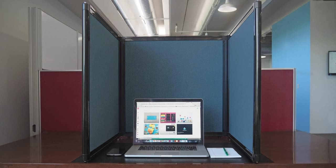 Versare Folding Tabletop Display | 3-Panel Partition | Lightweight Portable Workspace Divider | Navy Blue 78" x 24"